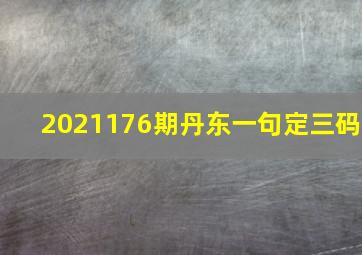 2021176期丹东一句定三码