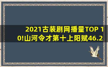 2021古装剧网播量TOP 10!《山河令》才第十,《上阳赋》46.2亿第五...