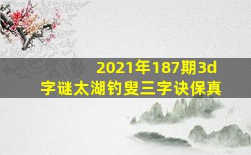 2021年187期3d字谜太湖钓叟三字诀《保真》