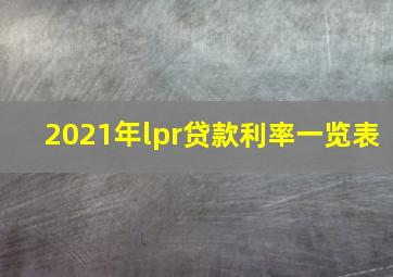 2021年lpr贷款利率一览表