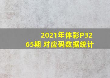 2021年体彩P3265期 对应码数据统计