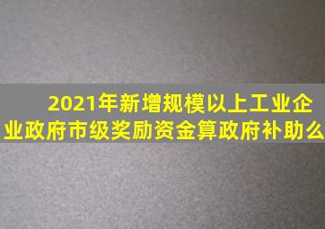 2021年新增规模以上工业企业政府市级奖励资金算政府补助么