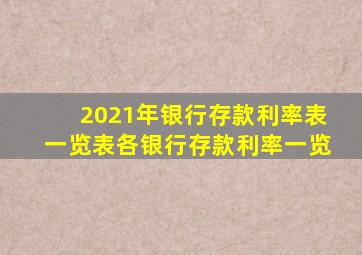 2021年银行存款利率表一览表,各银行存款利率一览