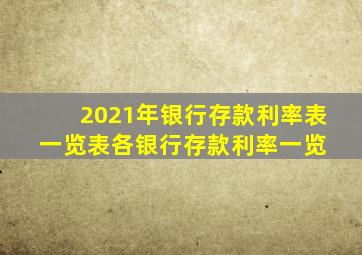 2021年银行存款利率表一览表,各银行存款利率一览 