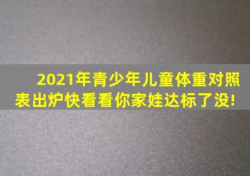 2021年青少年儿童体重对照表出炉,快看看你家娃达标了没! 