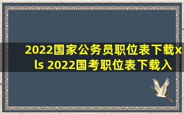 2022国家公务员职位表下载xls 2022国考职位表下载入口