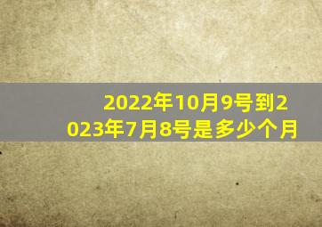 2022年10月9号到2023年7月8号是多少个月(