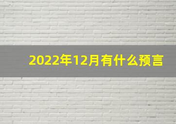 2022年12月有什么预言