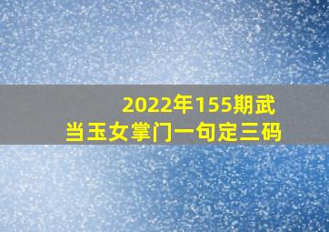 2022年155期武当玉女掌门一句定三码