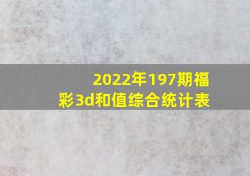 2022年197期福彩3d和值综合统计表 