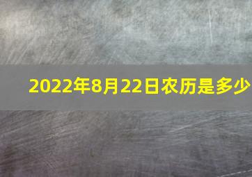 2022年8月22日农历是多少