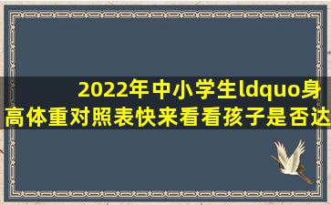 2022年中小学生“身高、体重对照表(快来看看孩子是否达标)