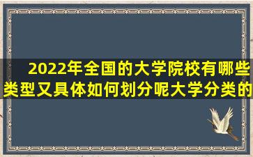 2022年全国的大学院校有哪些类型又具体如何划分呢大学分类的作用