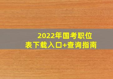 2022年国考职位表下载入口+查询指南