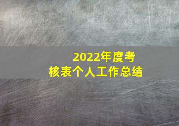 2022年度考核表个人工作总结