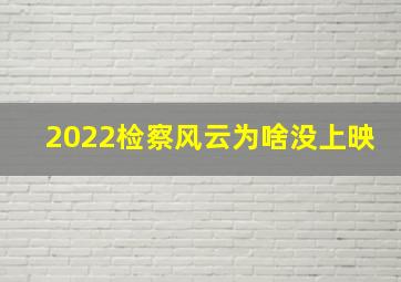 2022检察风云为啥没上映