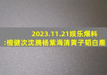 2023.11.21娱乐爆料:檀健次、沈腾、杨紫、海清、黄子韬、白鹿