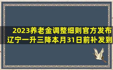 2023养老金调整细则官方发布,辽宁一升三降,本月31日前补发到位