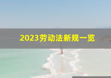 2023劳动法新规一览 