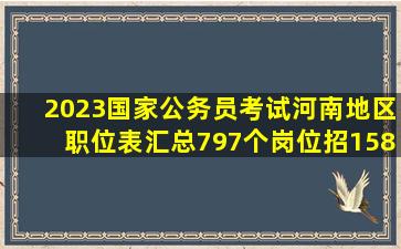 2023国家公务员考试河南地区职位表汇总(797个岗位,招1586人)