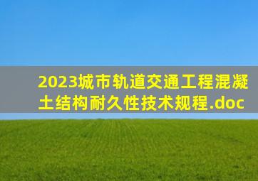 2023城市轨道交通工程混凝土结构耐久性技术规程.doc