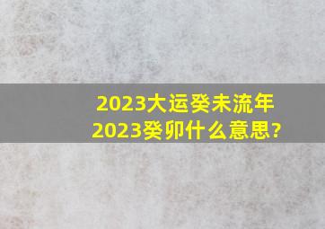 2023大运癸未,流年2023癸卯什么意思?