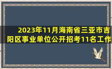 2023年11月海南省三亚市吉阳区事业单位公开招考11名工作人员(第1...