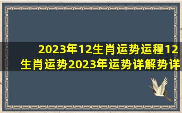2023年12生肖运势运程12生肖运势2023年运势详解势详解