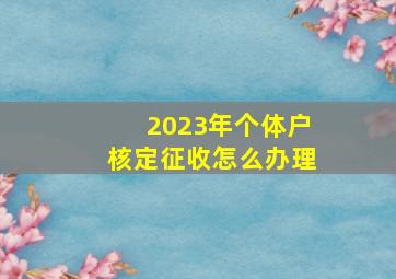 2023年个体户核定征收怎么办理