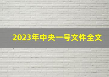 2023年中央一号文件(全文)