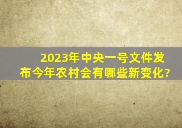 2023年中央一号文件发布,今年农村会有哪些新变化?