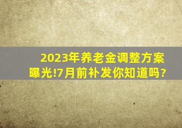 2023年养老金调整方案曝光!7月前补发你知道吗?