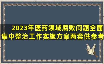 2023年医药领域腐败问题全面集中整治工作实施方案(两套)供参考