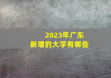 2023年广东新增的大学有哪些