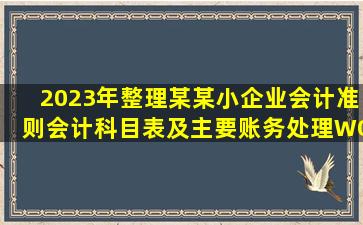 2023年整理某某小企业会计准则会计科目表及主要账务处理WORD版 