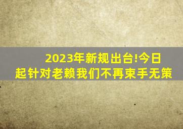 2023年新规出台!今日起针对老赖我们不再束手无策