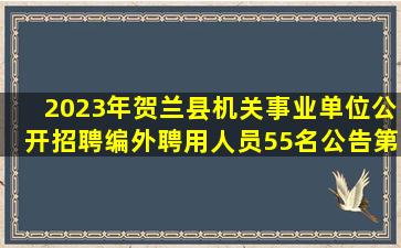 2023年贺兰县机关事业单位公开招聘编外聘用人员55名公告(第二批...