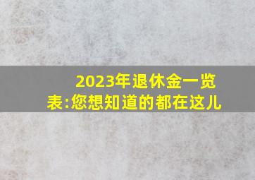 2023年退休金一览表:您想知道的都在这儿