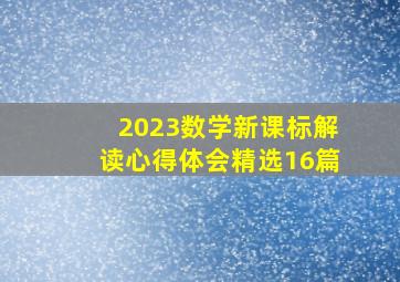 2023数学新课标解读心得体会(精选16篇)