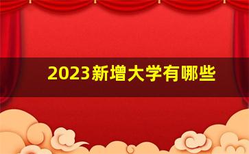 2023新增大学有哪些