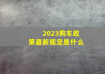 2023购车政策最新规定是什么