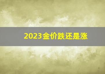 2023金价跌还是涨