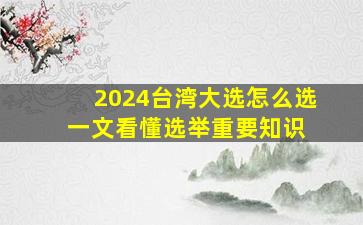 2024台湾大选怎么选一文看懂选举重要知识 