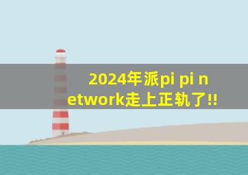 2024年,派π pi network走上正轨了!! 