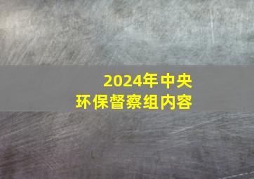 2024年中央环保督察组内容 