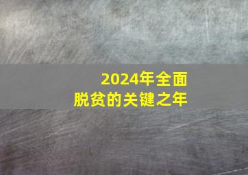 2024年全面脱贫的关键之年 