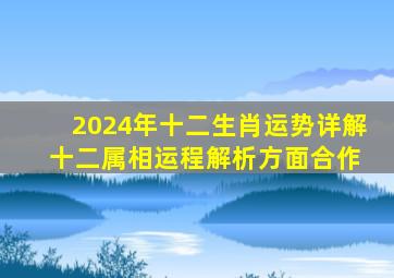 2024年十二生肖运势详解 十二属相运程解析方面合作