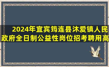 2024年宜宾筠连县沐爱镇人民政府全日制公益性岗位招考聘用【高频...