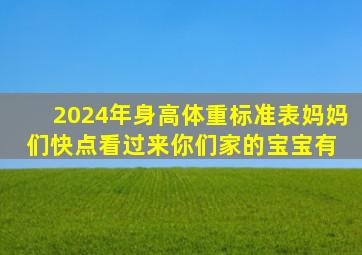 2024年身高体重标准表。妈妈们,快点看过来,你们家的宝宝有 