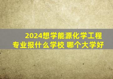 2024想学能源化学工程专业报什么学校 哪个大学好